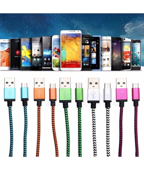 Braided Aluminum Micro USB Data&Sync Charger Cable For Android Phone